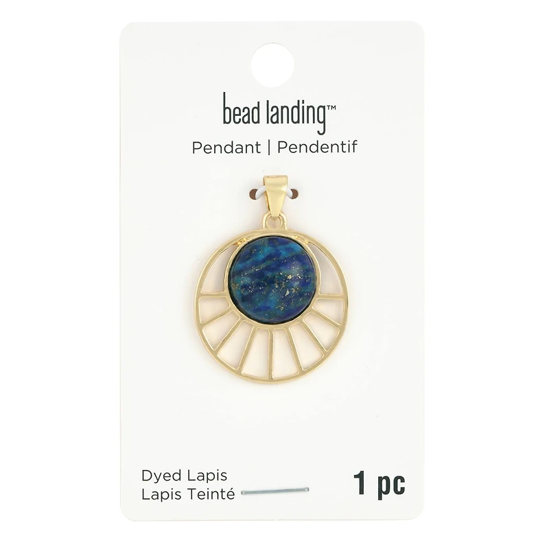 Blue & Gold Lapis Sun Pendant by Bead Landing™