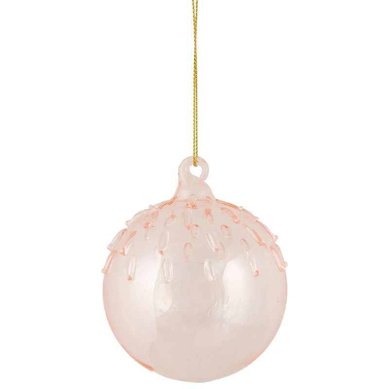 3" Pink Iridescent Glass Ball Ornament