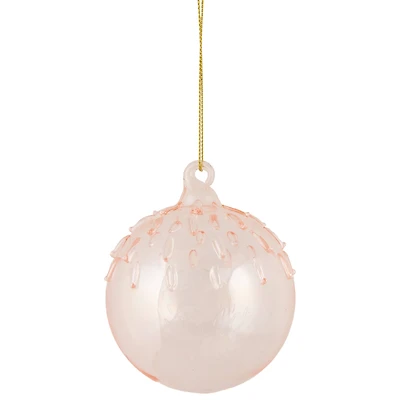 3" Pink Iridescent Glass Ball Ornament
