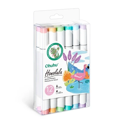 Ohuhu® Honolulu Brush & Chisel Dual Tip Pastel Tones Marker Set