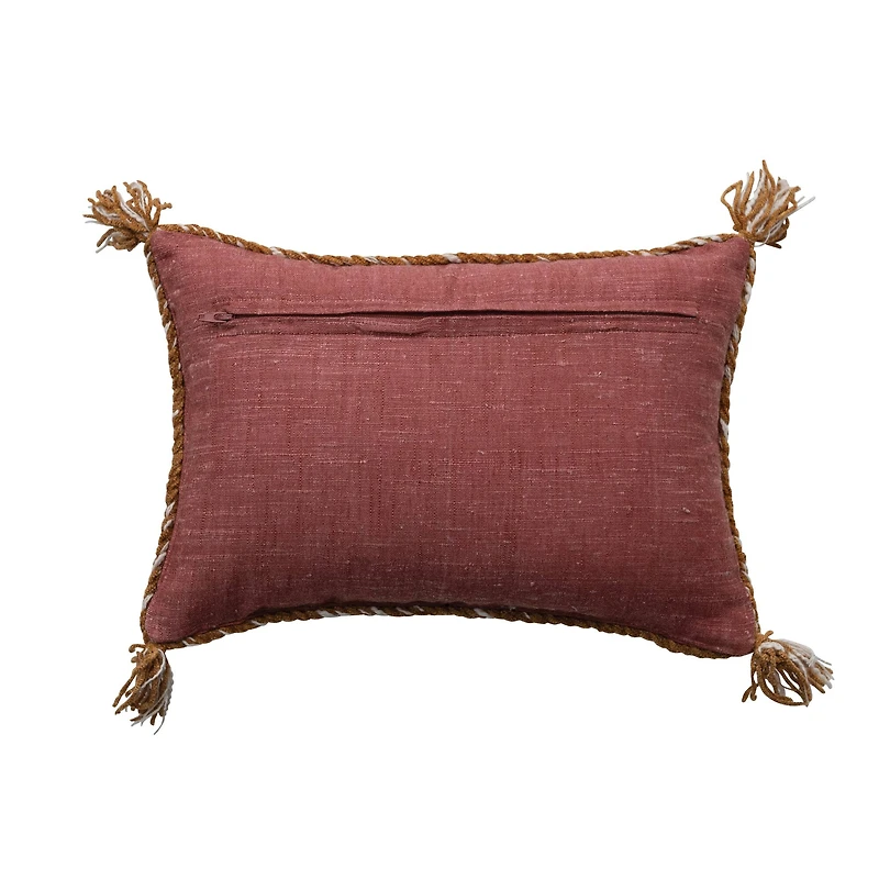 Hello Honey® Embroidered Rust & Orange Lumbar Pillow with Tassels