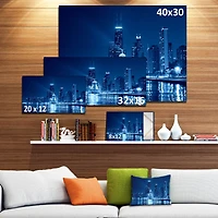Designart - Blue Chicago Skyline Night