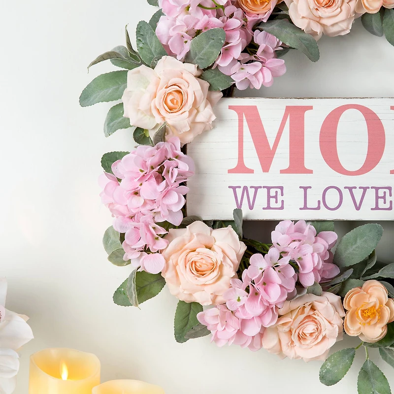 Glitzhome® 22" Mother's Day Floral Wreath