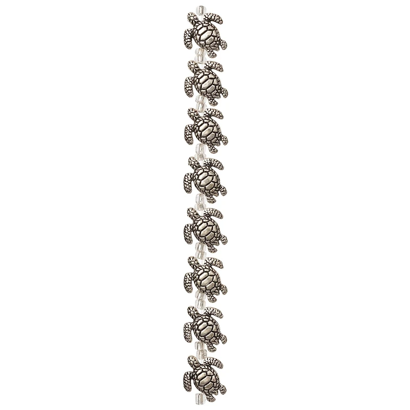 Silver Sea Turtle Metal Beads, 18mm by Bead Landing™