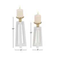 CosmoLiving by Cosmopolitan White Ceramic Modern Candle Holder Set