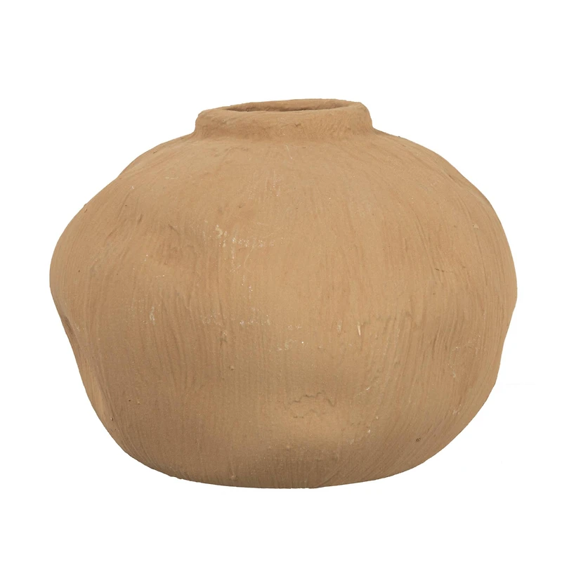 Hello Honey® 5.5" Textured Taupe Pinched Organic Shape Terracotta Vase
