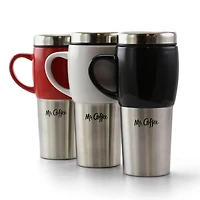 Mr. Coffee Traverse 16oz. Stainless Steel & Ceramic Travel Mugs, 3ct.
