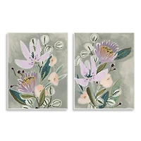 Stupell Industries Abstract Purple Floral Arrangement Wall Plaque Set