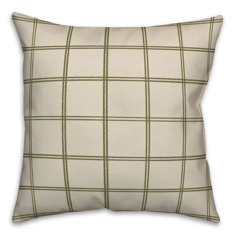 Cream & Green Check Throw Pillow