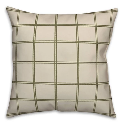 Cream & Green Check Throw Pillow