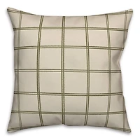 Cream & Green Check Throw Pillow