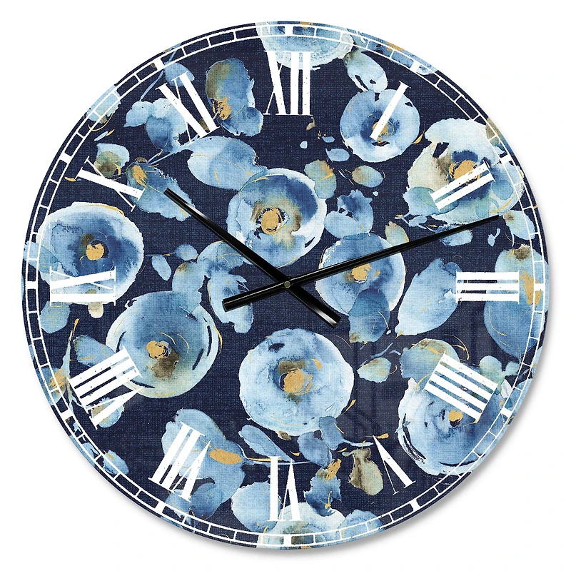 Designart 'Indigold Metallic Flower Pattern Traditional Wall Clock