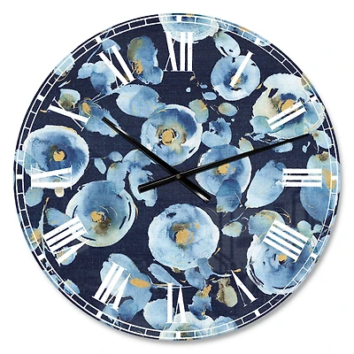Designart 'Indigold Metallic Flower Pattern Traditional Wall Clock