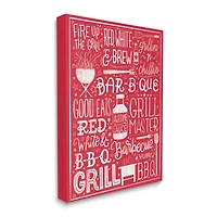 Stupell Industries Fire Up Grill Summer BBQ Phrases Red White,36 x 48