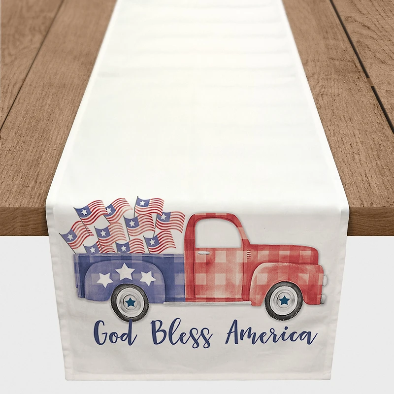 Plaid Truck Outdoor Table Runner