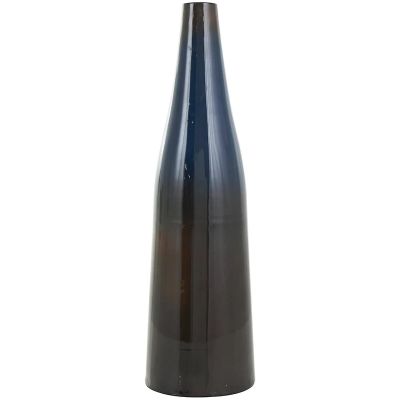 20.25" Blue & Brown Ombre Metal Vase