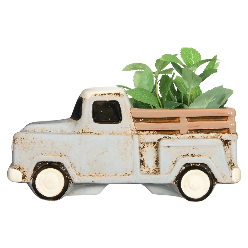 Hello Honey® 10" Gray Stoneware Truck Container
