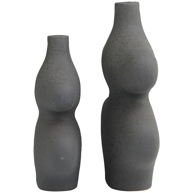 Black Ceramic Oblong Abstract Vase Set