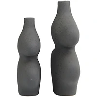 Black Ceramic Oblong Abstract Vase Set