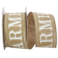 JAM Paper 2.5" x 10yd. Natural Farmhouse Words Wired Ribbon