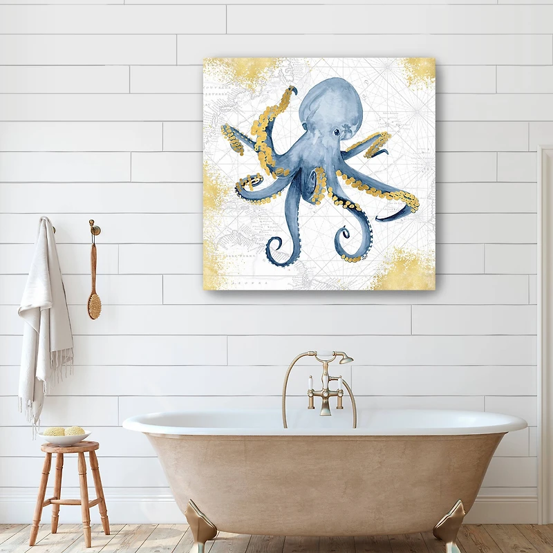 Deep Blue Sea VI White Gold Canvas Giclee