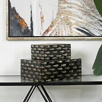Black Mother of Pearl Fish Box Set