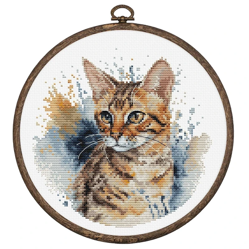 Luca-S Bengal Cat Counted Cross Stitch Kit with Display Hoop