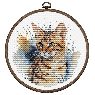 Luca-S Bengal Cat Counted Cross Stitch Kit with Display Hoop
