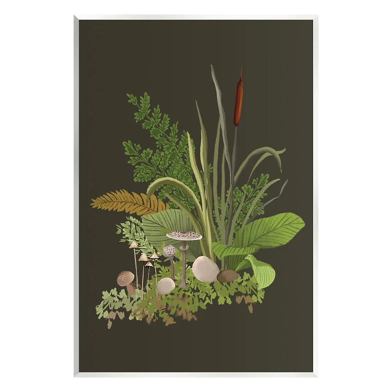 Stupell Industries Natural Forest Floor Mushrooms Ferns Wall Plaque Art
