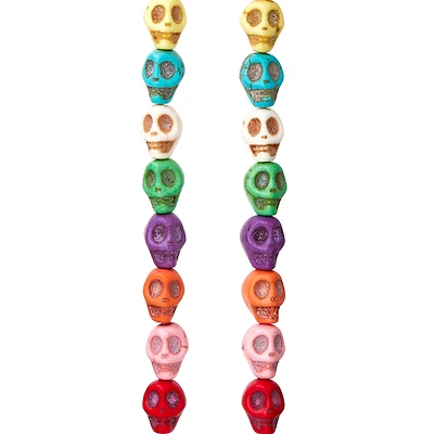 12 Pack: Colorful Reconstituted Skull Beads, 8mm by Bead Landing™