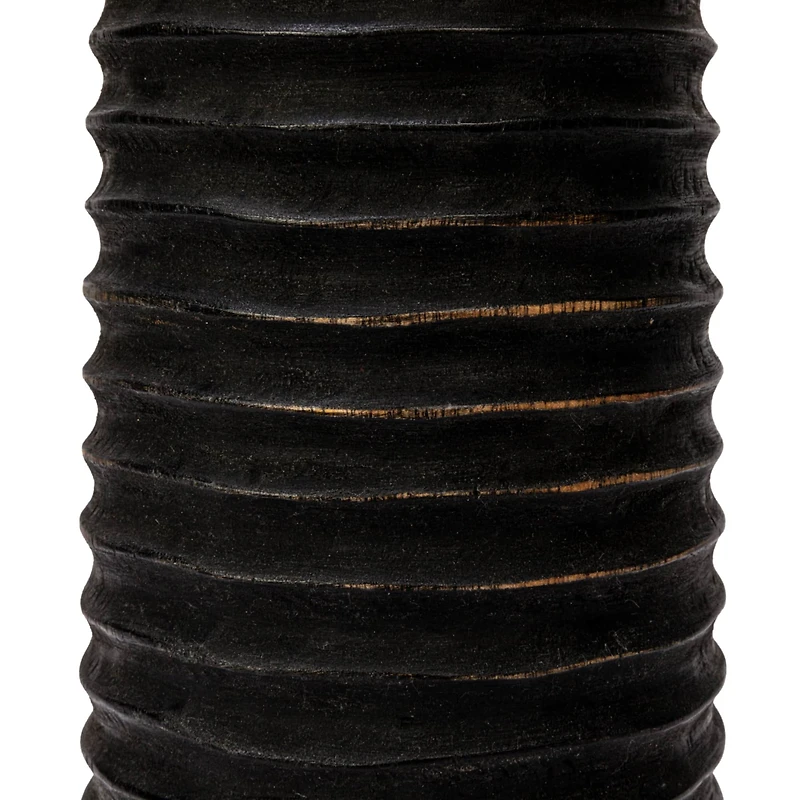 Hello Honey® 20" Black Mango Wood Ribbed Pillar Candle Holder