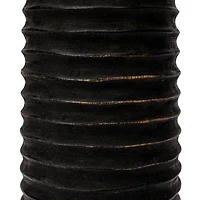 Hello Honey® 20" Black Mango Wood Ribbed Pillar Candle Holder
