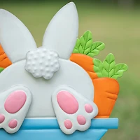 Glitzhome® 24" Metal Easter Wheel Barrow Yard Stake