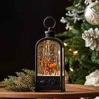 9.5" LED Snow Globe Lantern with Forest Deer
