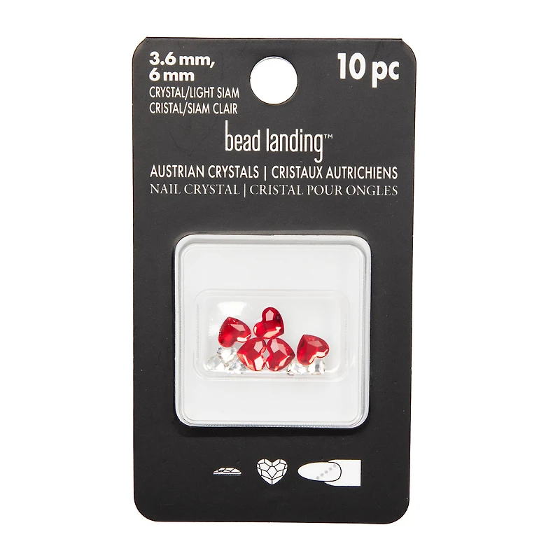 Crystal & Light Siam Heart Glue-On Austrian Crystal Mix by Bead Landing™, 10ct.