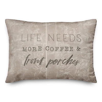 More Coffee & Front Porches Indoor/Outdoor Lumbar Pillow