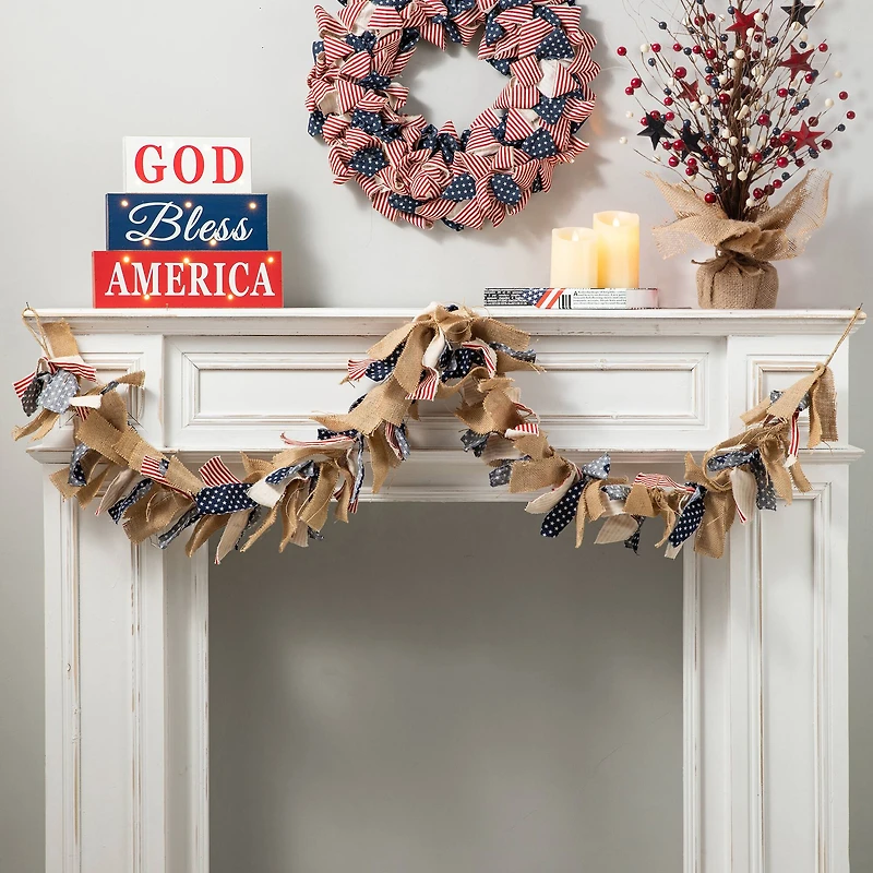 Glitzhome® 6ft. Patriotic Fabric Garland