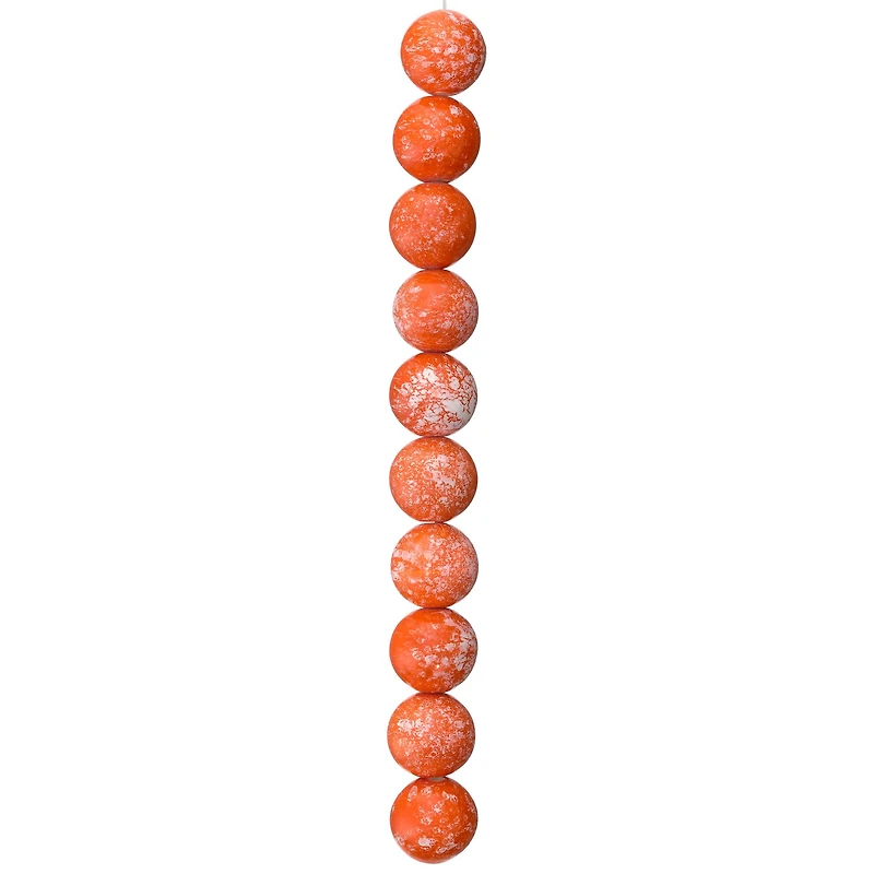 12 Packs: 10 ct. (120 total) Orange Painted Ceramic Round Beads, 16mm by Bead Landing™