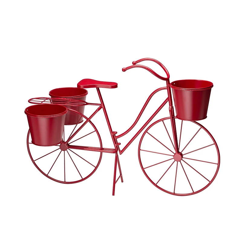 Glitzhome® 2.5ft Red Metal Bicycle Plant Stand