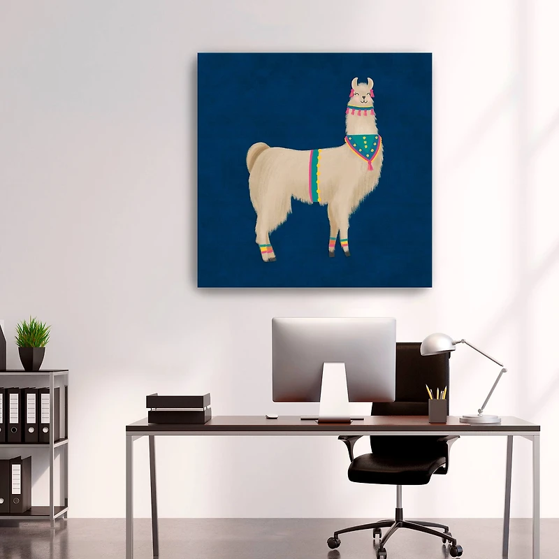 Lovely Llama Jewel Tones III Blue Canvas Giclee