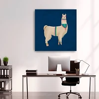 Lovely Llama Jewel Tones III Blue Canvas Giclee