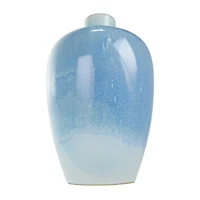 18" Blue Unique Textured Ceramic Ombre Vase