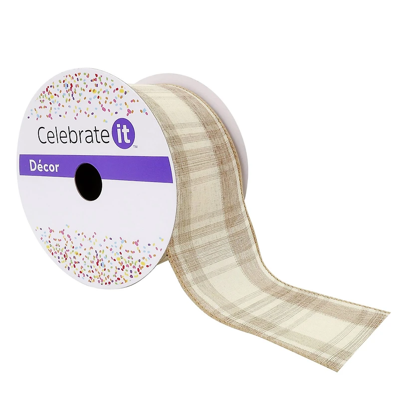 2.5" x 25ft. Wired Plaid Ribbon by Celebrate It™ Décor