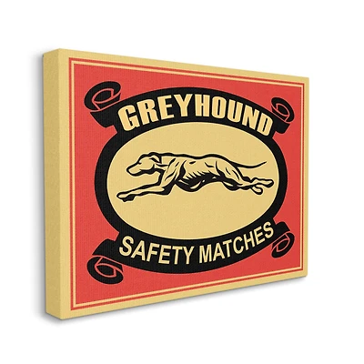 Stupell Industries Greyhound Safety Matches Yellow Red Vintage Advertisement Canvas Wall Art