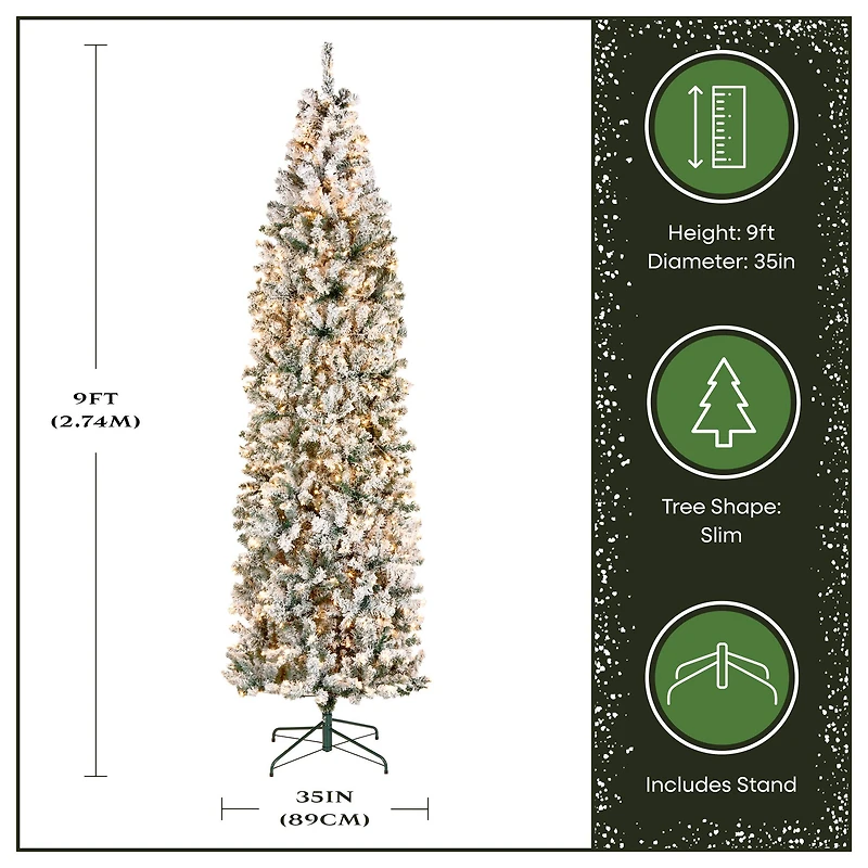 9ft. Pre-Lit Acacia Flocked Artificial Christmas Tree, Clear Lights