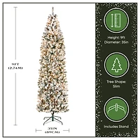 9ft. Pre-Lit Acacia Flocked Artificial Christmas Tree, Clear Lights