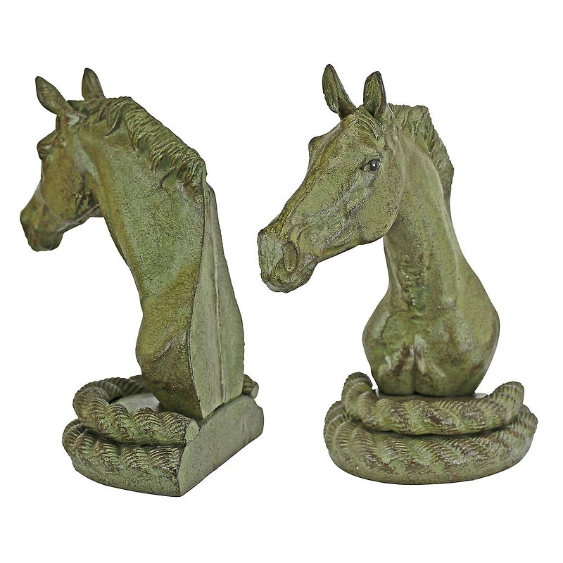 9.5" Equestrian Elegance Metal Sculptural Bookend Set