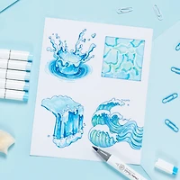 Ohuhu® Honolulu Brush & Chisel Dual Tip Blue Tones Marker Set