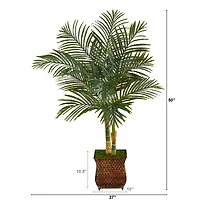 4ft. Golden Cane Palm Tree in Decorative Metal Planter
