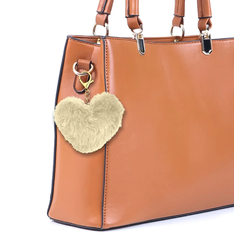 Blue Moon Studio™ Cream Fuzzy Heart Bag Charm